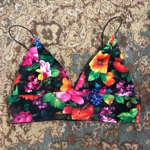 Black floral bralette top size large